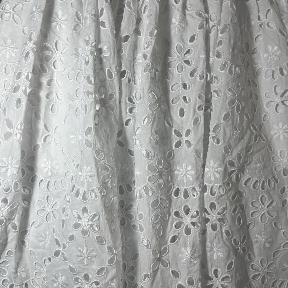 J.Crew Full Midi‎ in White Lined Embroidered Eyelet A-line Skirt 2 - Picture 2 of 11